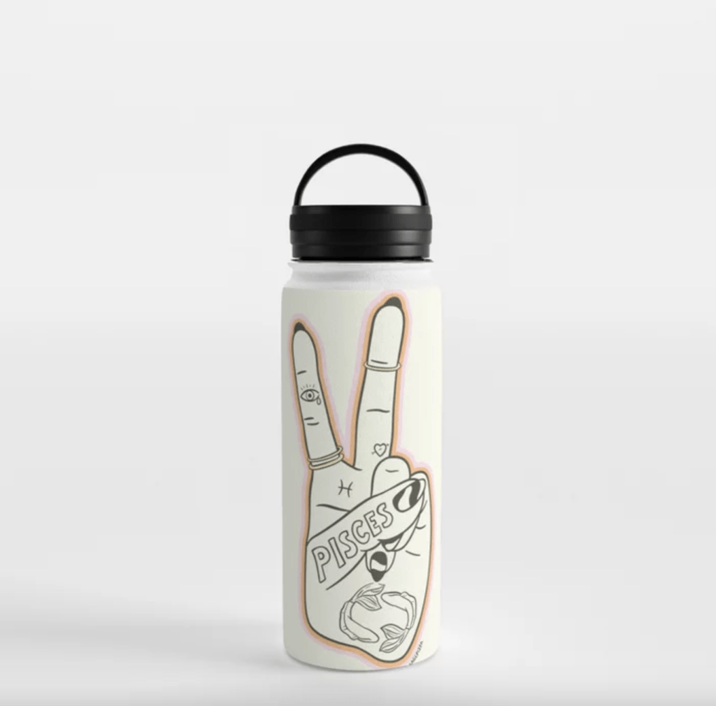 Pisces gift of a peace sign water bottle